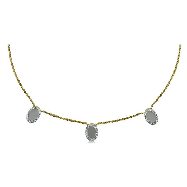 Aretes pequeños óvalos con madreperla y diamantes