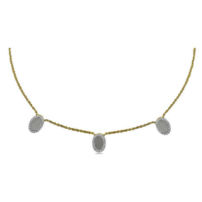 Three Mother of Pearls Ovals on 14K Yellow Gold Necklaces