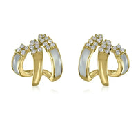 Mother of Pearl & Diamond Huggie Earrings