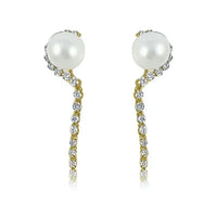 Pearl & Diamond Line Earrings