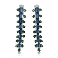 Kyanite with Tsavorite & Diamond Long Line  Earrings