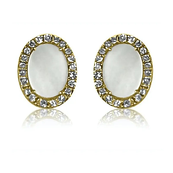Set Mother of Pearls Ovals on Yellow Gold Necklaces & Earrings