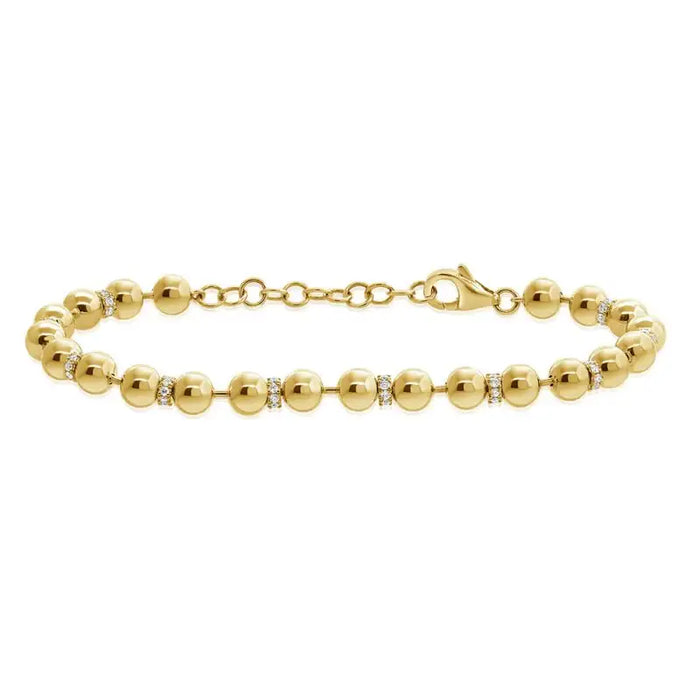 14K Yellow Gold & Diamond Beads Bracelets