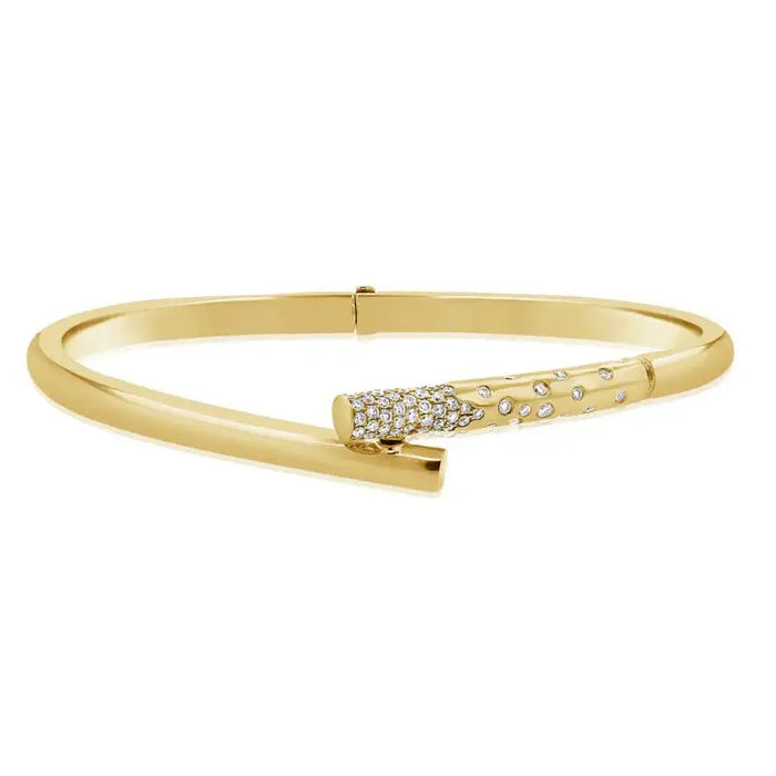 14K Yellow Gold Bangle with Diamond Bracelets