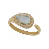 Set Mother of Pearl Teardrop on Yellow Gold Earrings & Ring