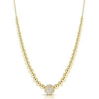 14K Yellow Gold Beads with Diamond Circled Necklaces