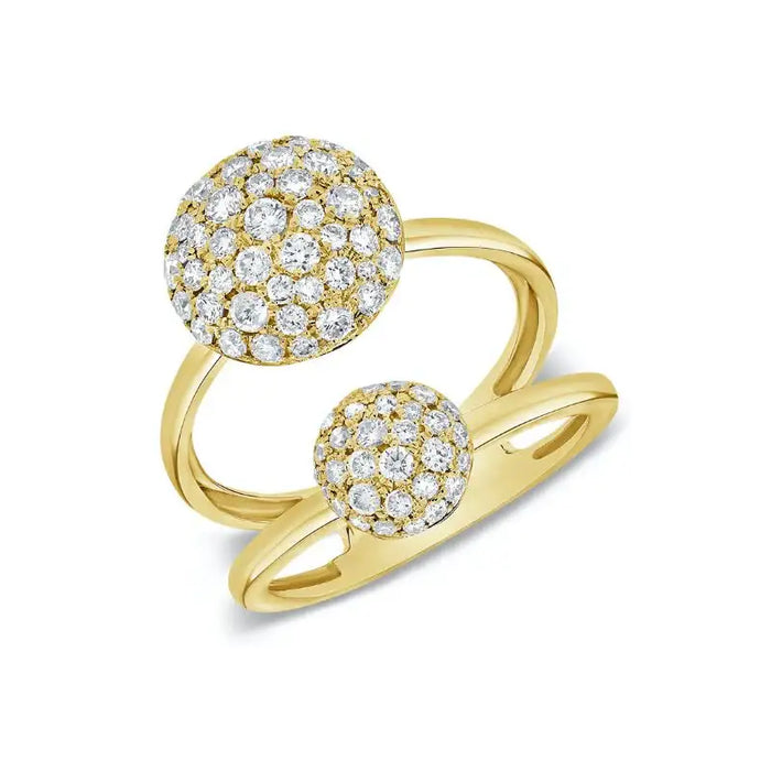 14K Yellow Gold & Double Circle Diamond Rings
