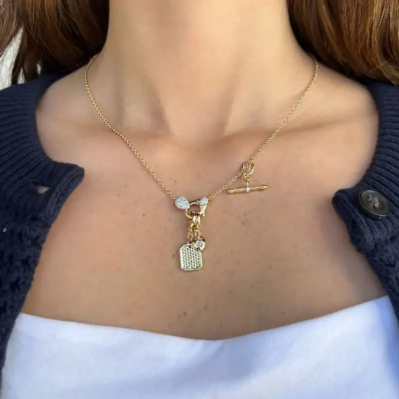 Charms Pendant with Diamond & 14K Yellow Gold Necklaces