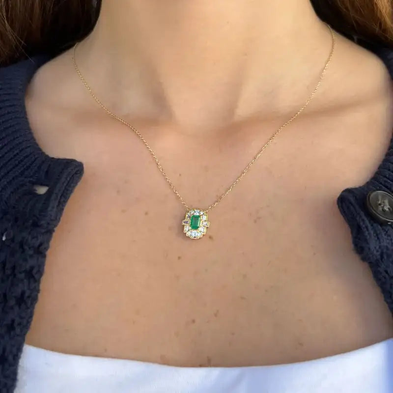 Emerald & Diamond Marrakesh style Necklace