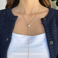 Lariat Circle Diamonds on 14K Yellow Gold Necklaces