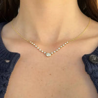 Oval Diamonds Centre on 14K Yellow Gold Necklaces