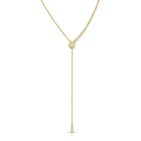 Lariat Circle Diamonds on 14K Yellow Gold Necklaces