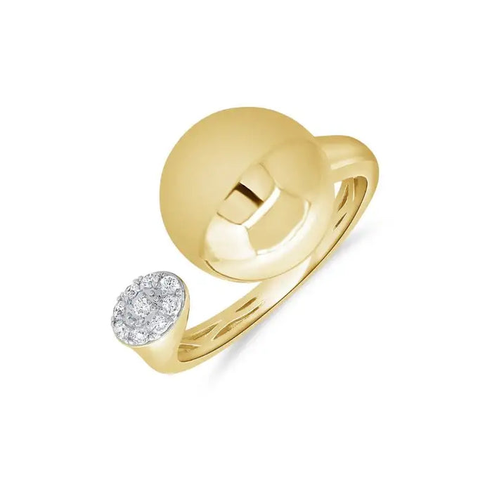 14K Yellow Gold Open Circle & Diamond Drop Rings