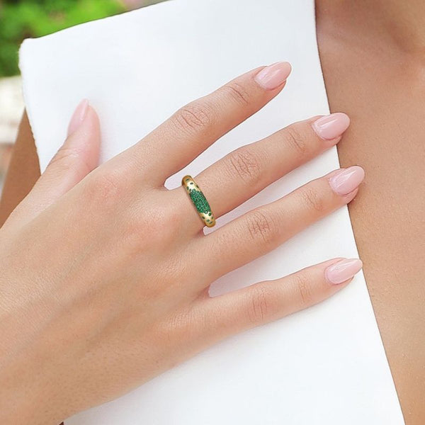 Emerald on 14K Yellow Gold Rings