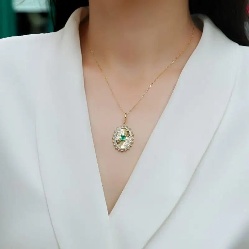 Charm Flute Emerald & Diamonds Pendant