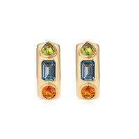 Multicolor Hoop on 14K Yellow Gold Earrings