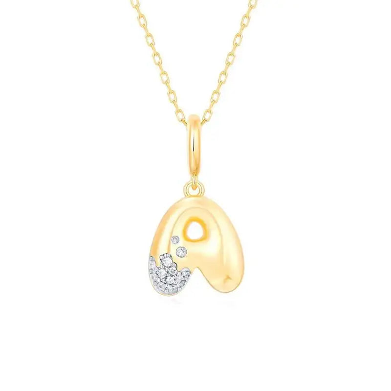 Bubble Letter Gold & Diamond Charm Pendant