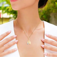 Bubble Letter Gold & Diamond Charm Pendant
