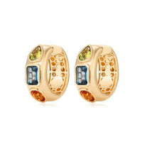 Multicolor Hoop on 14K Yellow Gold Earrings