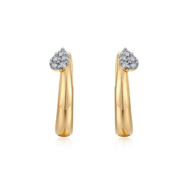 Top Diamond Drop & Gold Hoop Earrings