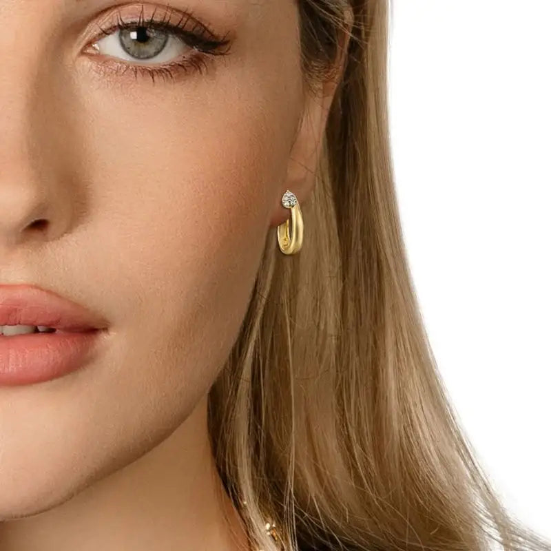 Top Diamond Drop & Gold Hoop Earrings