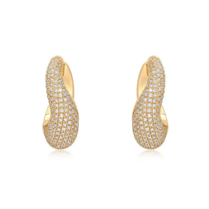 Diamond & Gold Curved Hoop Earrings