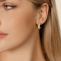 Diamond & Gold Curved Hoop Earrings