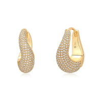 Diamond & Gold Curved Hoop Earrings