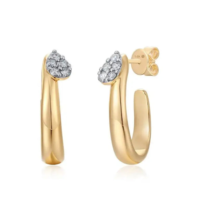 Top Diamond Drop & Gold Hoop Earrings