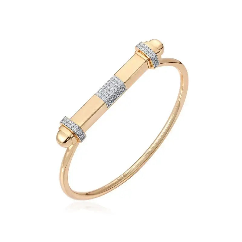 14K Yellow Gold with Diamond Magnet Cuff Bracelet