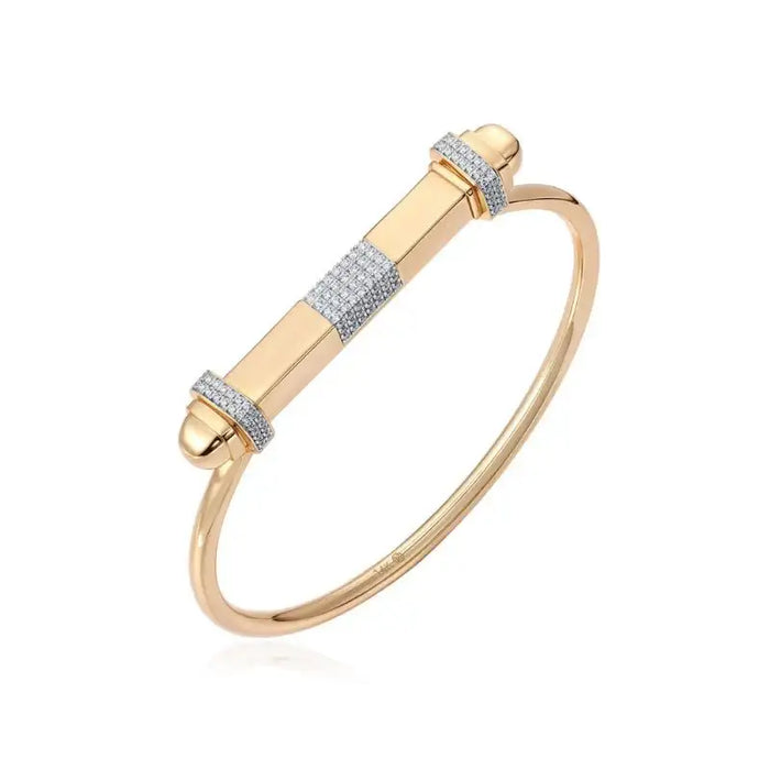 14K Yellow Gold with Diamond Magnet Cuff Bracelet