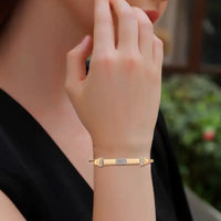 14K Yellow Gold with Diamond Magnet Cuff Bracelet