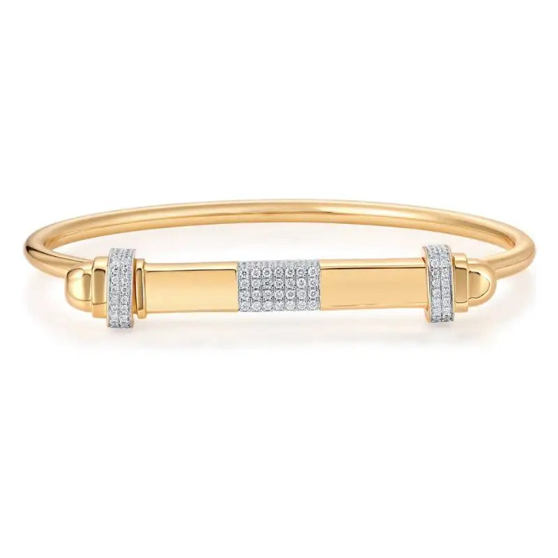 14K Yellow Gold with Diamond Magnet Cuff Bracelet