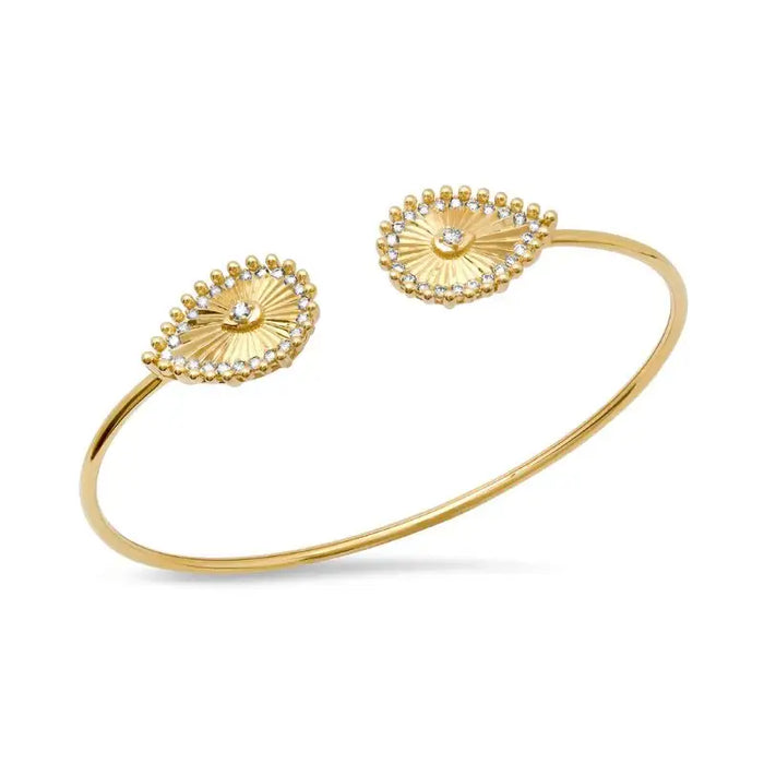 14K Yellow Gold Open Oval Flute Bracelet
