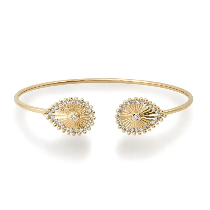 14K Yellow Gold Open Oval Flute Bracelet