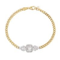 Diamond Baguette & Cuban Chain Bracelet