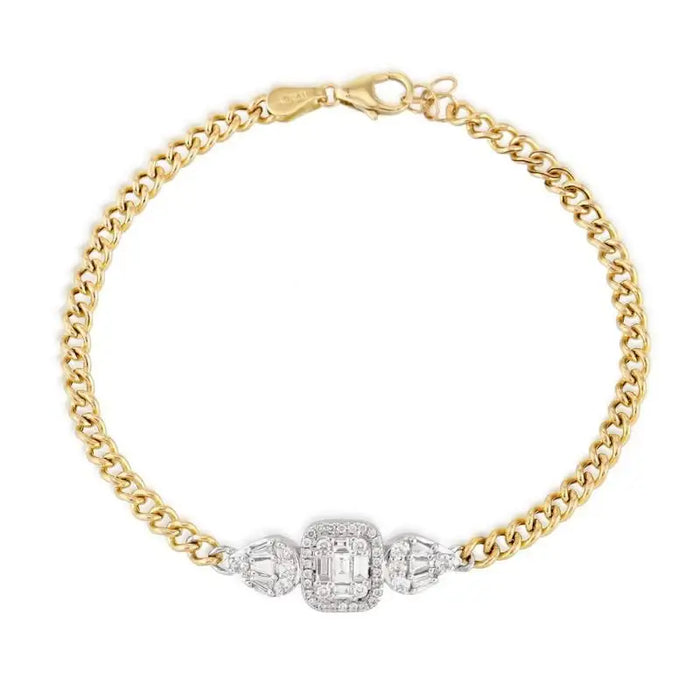 Diamond Baguette & Cuban Chain Bracelet
