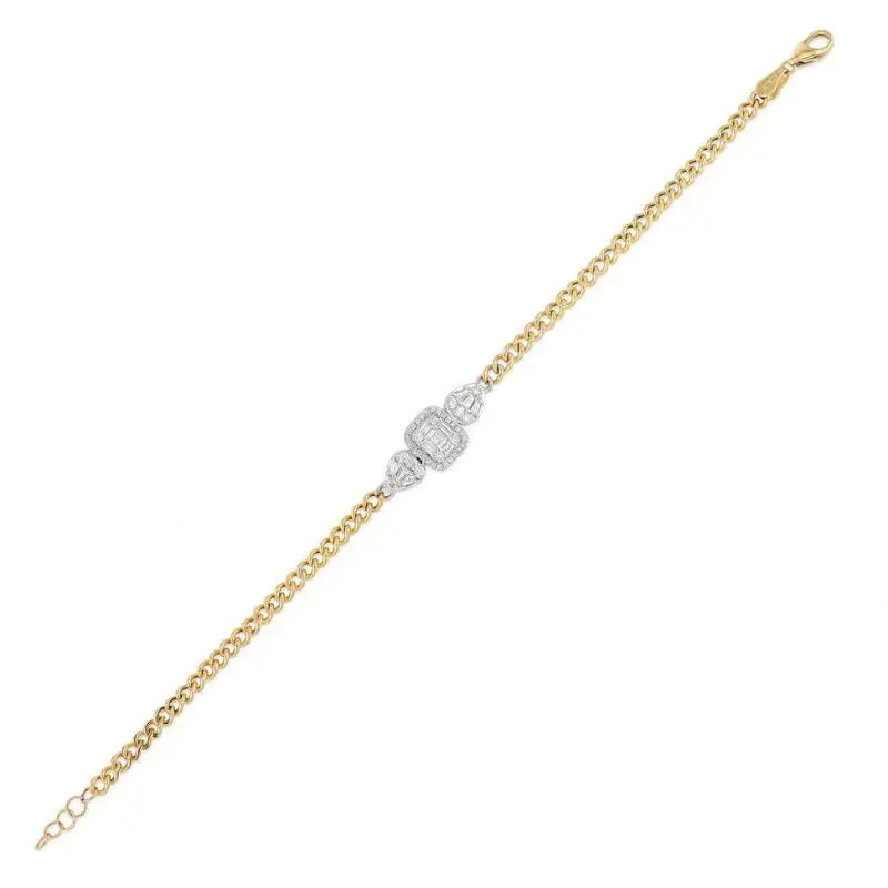 Diamond Baguette & Cuban Chain Bracelet