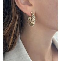 14K Yellow Gold & Diamond Snake Style Earrings