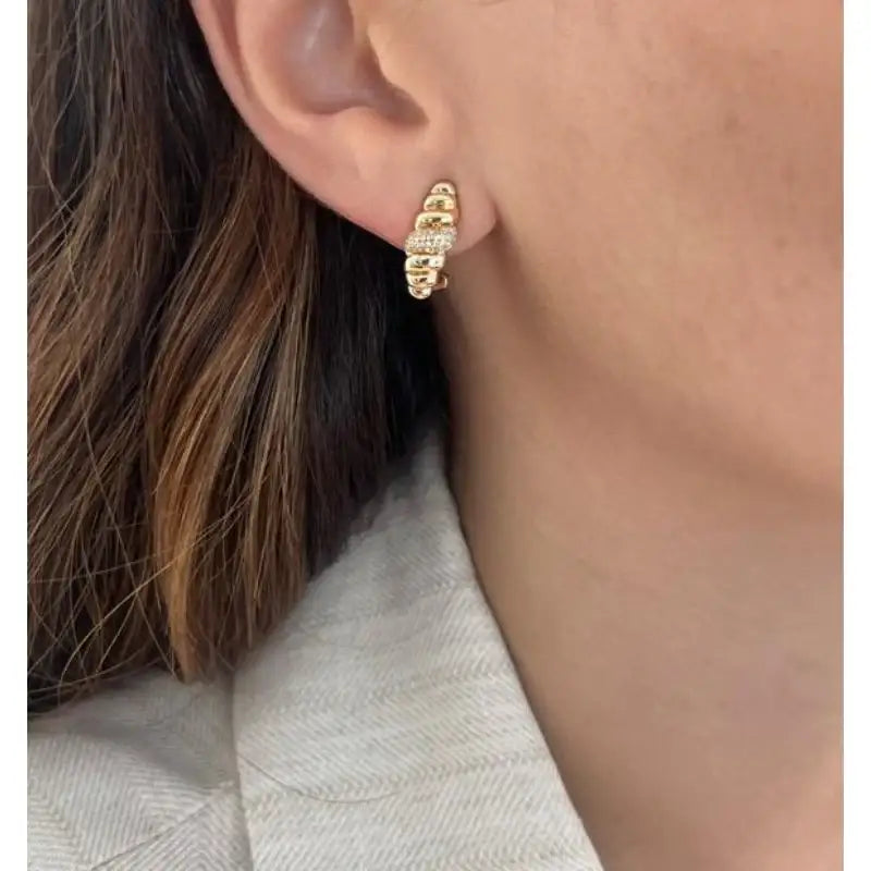 14K Yellow Gold & Diamond Braid Earrings