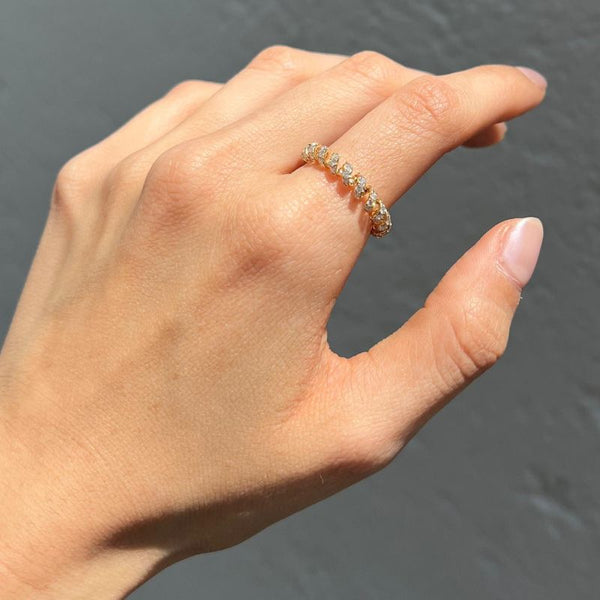 Stretched 14K Yellow Gold & Diamond Rings