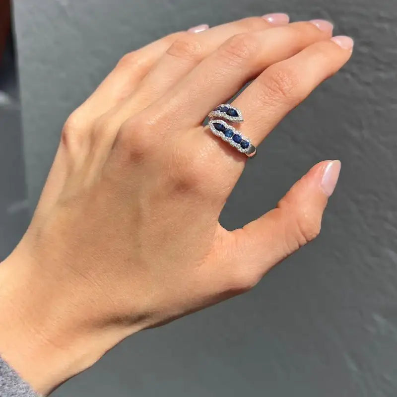 Open Sapphire on 18K White Gold Rings