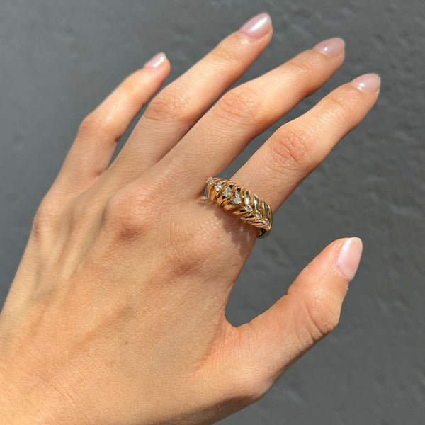 14K Yellow Gold & Diamond Snake Rings