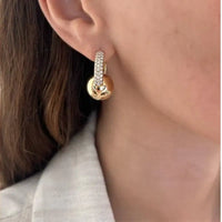 14K Yellow Gold & Diamond Ball Earrings