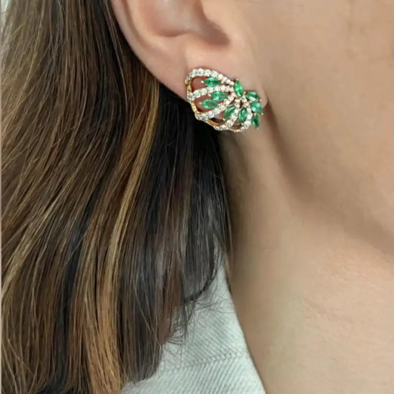 Emerlad & Diamonds Embraced Stud Earrings