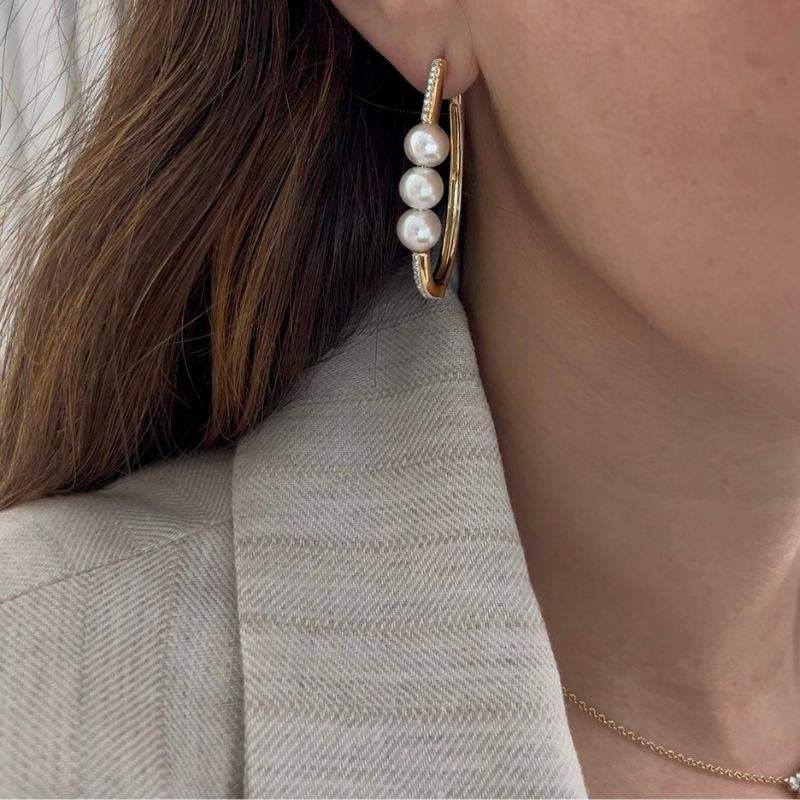 Hoops with Pearls & Diamonds Earrings