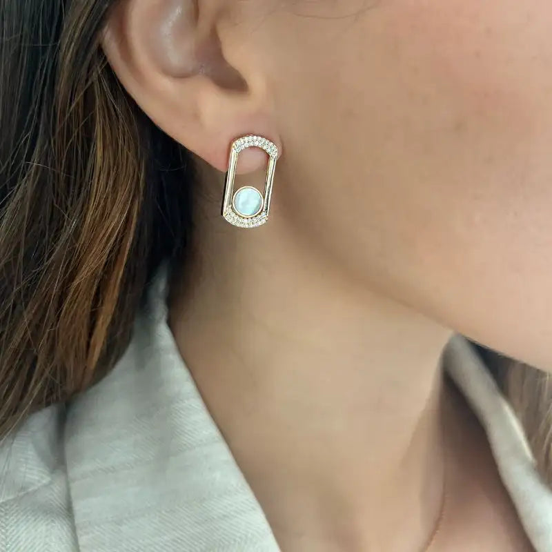 Set Mother of Pearl & Diamonds Earrings & Ring