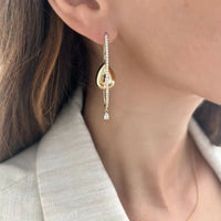 Diamond Hoop with Gold Drop Earrings