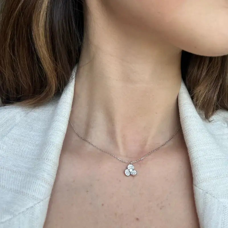 Set Three Clover Diamond Necklace & Earrings