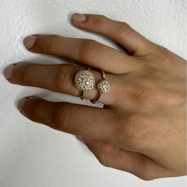 14K Yellow Gold & Double Circle Diamond Rings